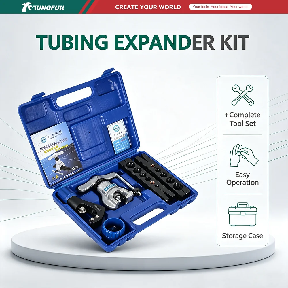 Refrigeration Repair Tool Set Eccentric Expander Copper Pipe Cutter Reamer Tube Flaring Tool for Air Conditioner Metric/Inch