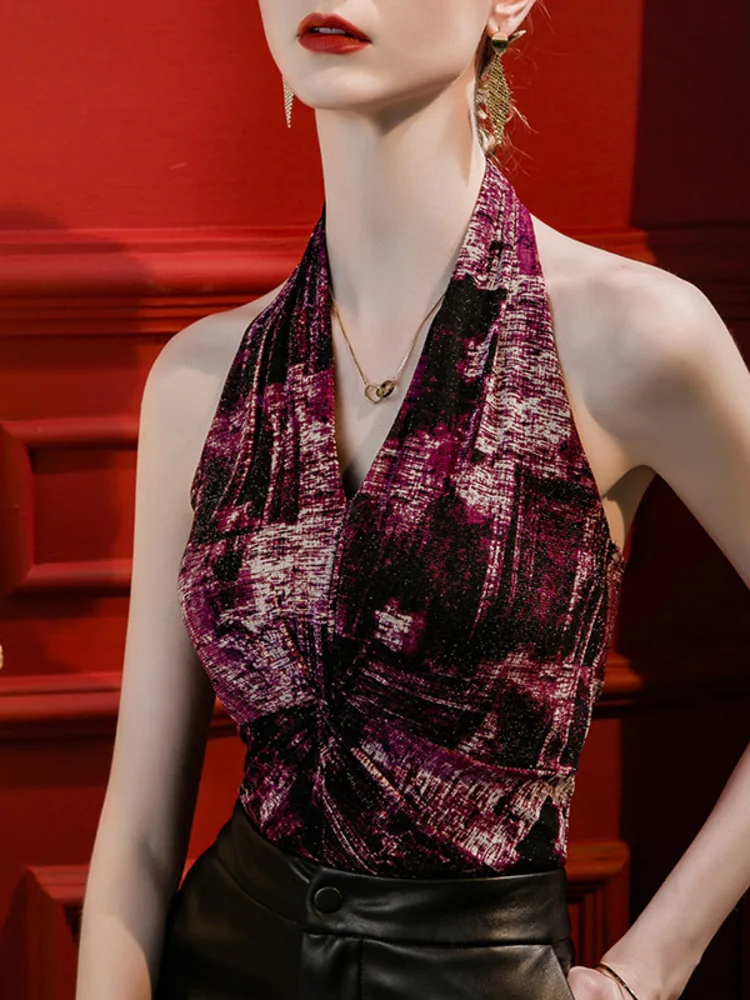 

Tie Dye Kpop Stage Costume Dance Competition Vest Women Kimono Classical Jazz Halter Sexy Line Clothing Flamengo 2024 Latin Top