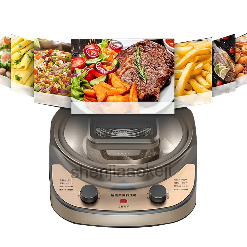 Máquina de cozinhar automática inteligente fogão de alimentos gourmet doméstico grande capacidade fritadeira de ar máquina 4l 220v