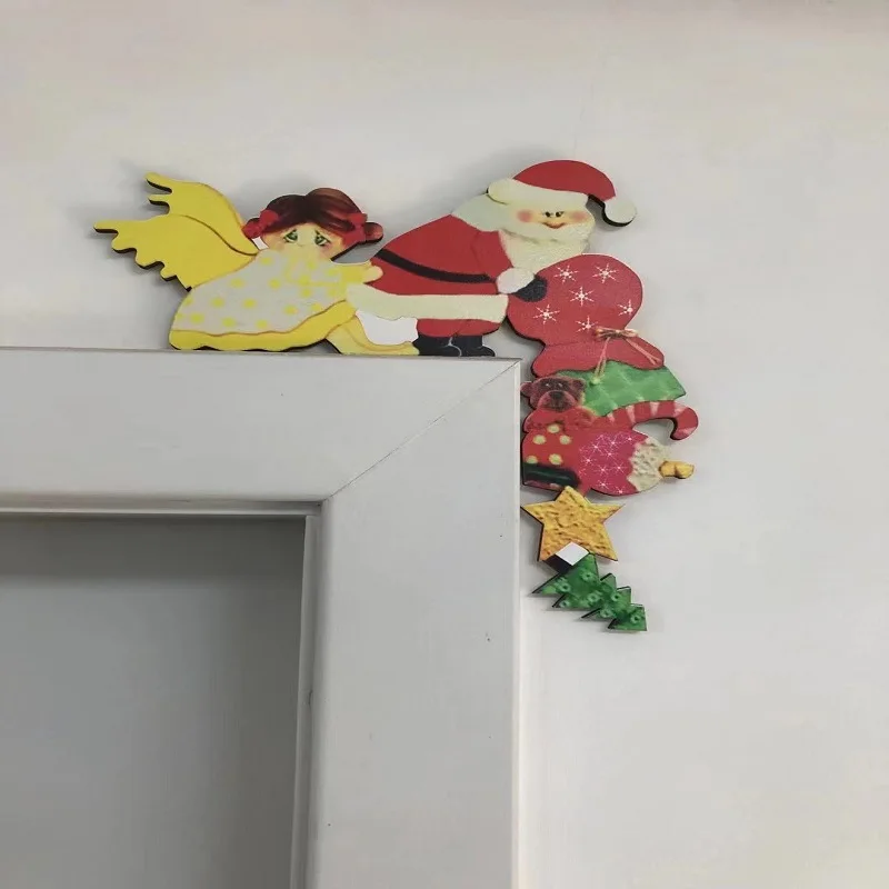 Christmas Door Frame Decorations Wooden Decorations Santa Claus Christmas Elk Wood Crafts Christmas Decorations Navidad Pendant - Image 3