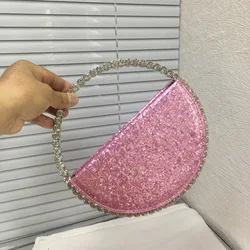 2023 New Celebrity Diamond Handbag borsa rotonda per banchetti borsa per la cena francese borsa per feste con chiave per rossetto con paillettes borsa regalo di moda