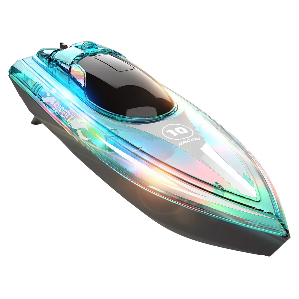 RC Boat com Case para Adultos e Crianças, V555, 2.4GHz Iluminação, RC Racing Boat, Bright LED Light, Bateria Recarregável, 15km, h