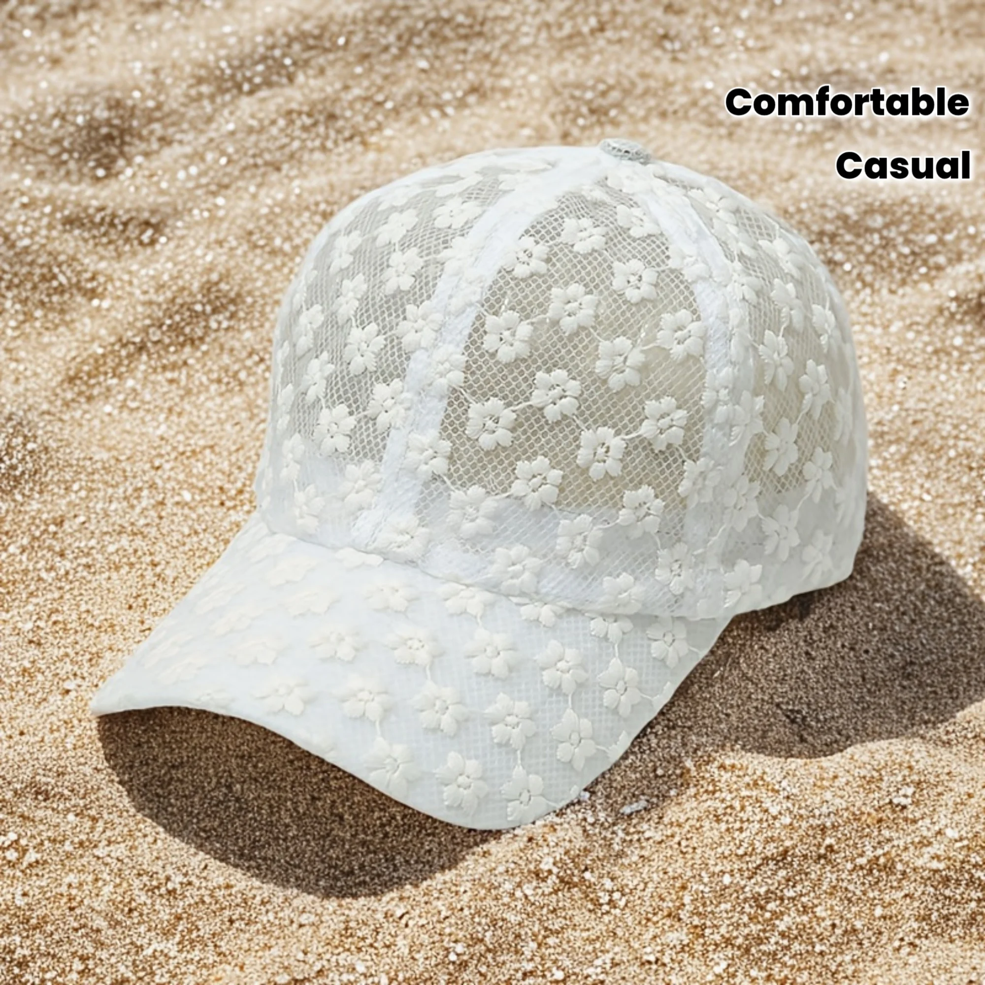 Women's Summer Lace Sunshade Casual Hollowed-out Flower Baseball Cap Sun Protection Duckbill Hat