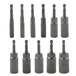 1pc 80mm Length Hex Sockets Sleeve Nozzles Nut Driver Screwdriver  Impact Nut Bolt Drill Bits Socket Wrenches 5.5-19mm
