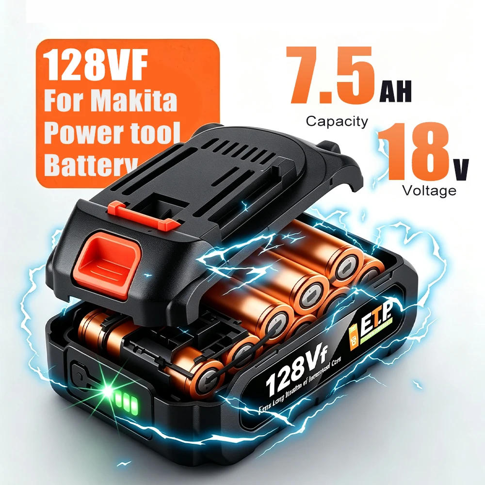 Large Capacity Li-ion Battery with LED Indicator Light Suitable for Makita 128VF Rechargeable Drill Wrench Cordless Tool Battery