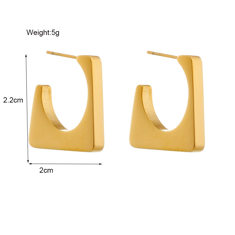 DIEYURO 316L Stainless Steel Geometric Stud Earrings For Women Designer Exaggerated C Loop Square Earrings Girls Party Jewelry