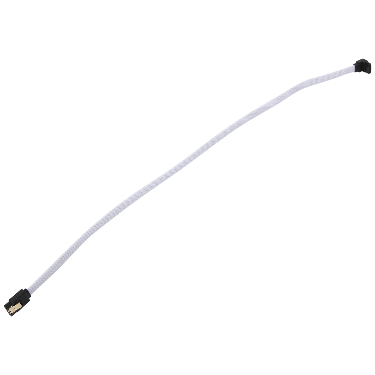 الجودة! كابل بيانات 50 سم SATA 3.0 III SATA3 7pin بزاوية قائمة 6 جيجابايت/ثانية كابلات SSD سلك بيانات القرص الصلب HDD مع أكمام من النايلون (أبيض)