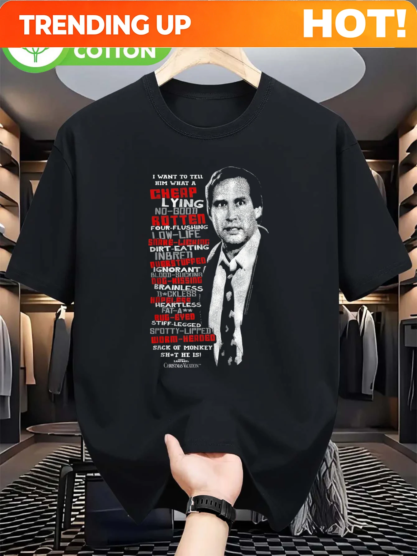 Men's And Women's Matching Y2K Casual  T-ShirtMen's National Lampoon's Christmas Vacation  Quotes T-Shirt- Clark& Family Humor G