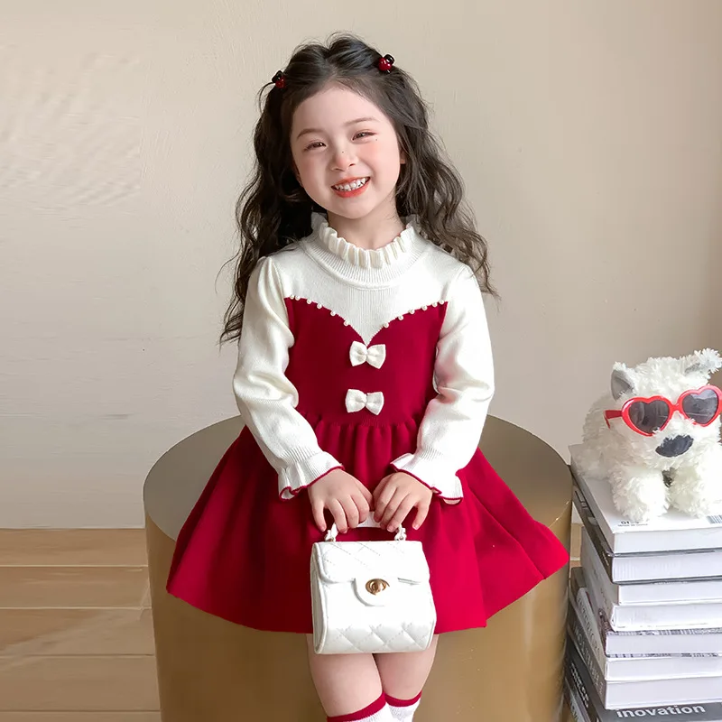 

Girls' Fall 2025 Pearl Bow Sweater Dress