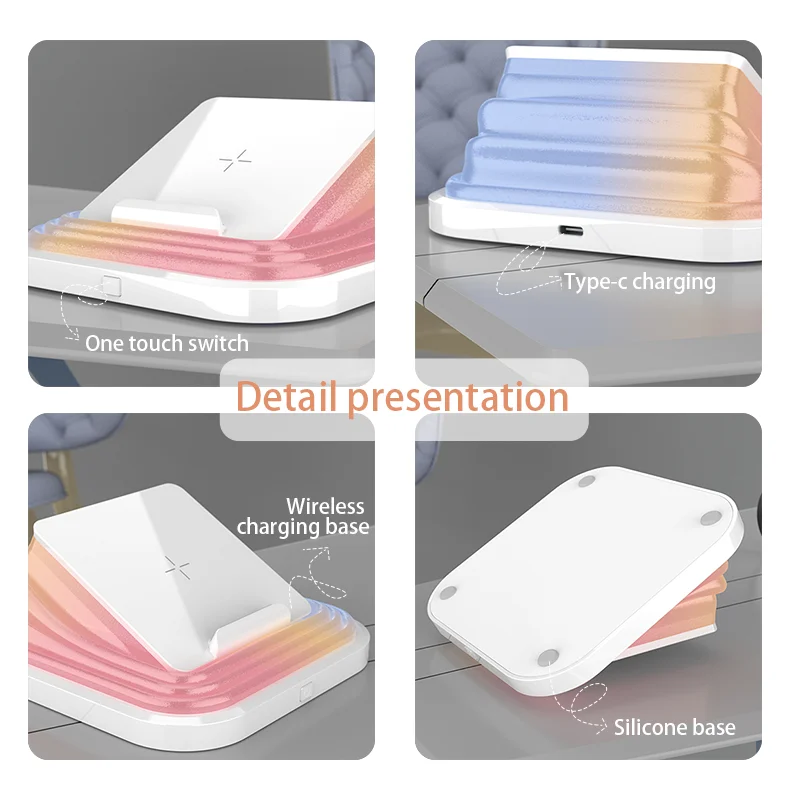 100W RGB Fast Wireless Charger Pad for iPhone 14 13 12 11 Pro Max Samsung Galaxy S24 S23 S10 S9 Xiaomi Wireless Charging Station