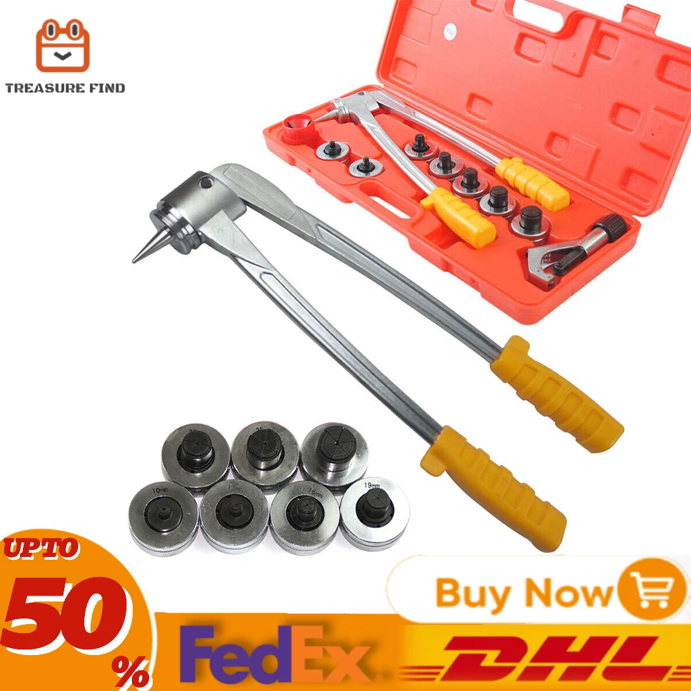 Pipe Expander Tool With Tube Cutter 7 Heads 10-28mm Pipe Crimping Manual Pliers Metal Tube Expansion Tool Kit