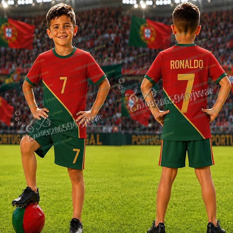 26/27 Spezielles Ronaldo Nr.7 Fußballtrikot T-Shirt Shorts Set Damen Herren PORTUGAL Fans Shirt Shorts Set Kinder Trainingsanzug 2-teiliges Set – Detail 10