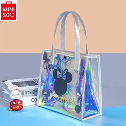 MINISO Disney kolorowa laserowa torebka Mickey damska moda wodoodporna torba na torby do przechowywania prezent o dużej pojemności