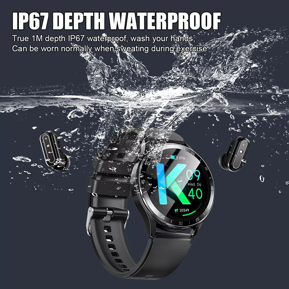 2 em 1 relógio inteligente com fones de ouvido smartwatch tws bluetooth fone freqüência cardíaca nfc à prova dwaterproof água bluetooth chamada esporte moda relógios