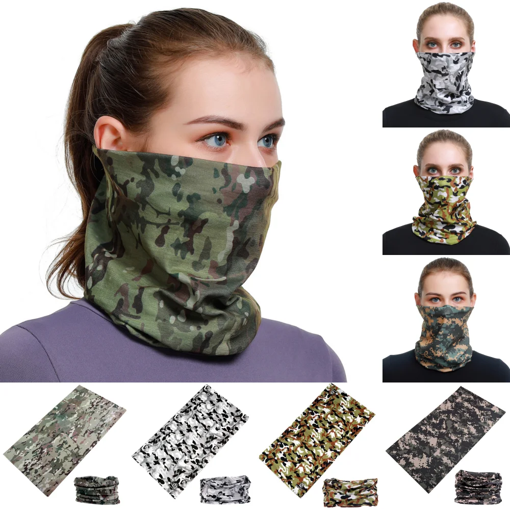 Camouflage Head Scarf Seamless Bandanas Men\'s Balaclava Tactical Camo Cycling Face Mask Quick Drying Headband Women Headscarf