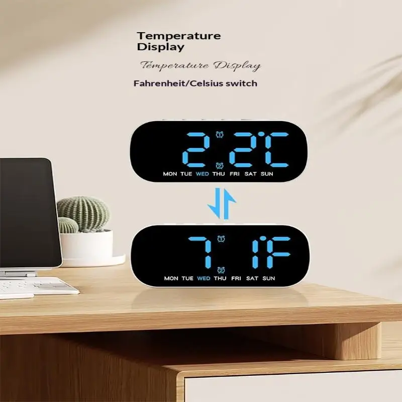 Digital LED Alarm Clock with Dual Alarms Temperature Display and Date Function for Bedroom Use
