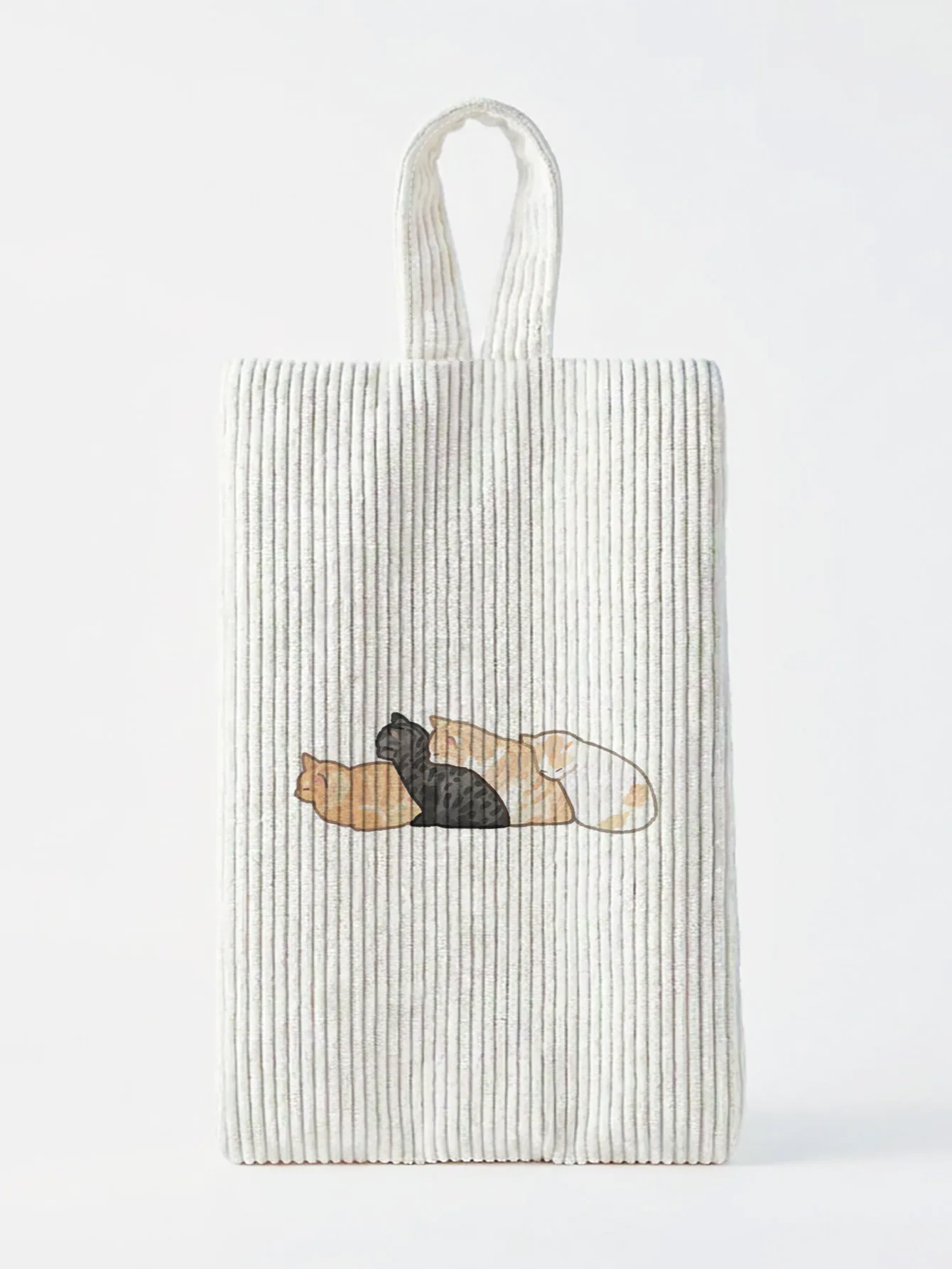 Sleeping Kittens Print Corduroy Vertical Storage Bag, Handheld Fabric Organizer for Underwear and Socks