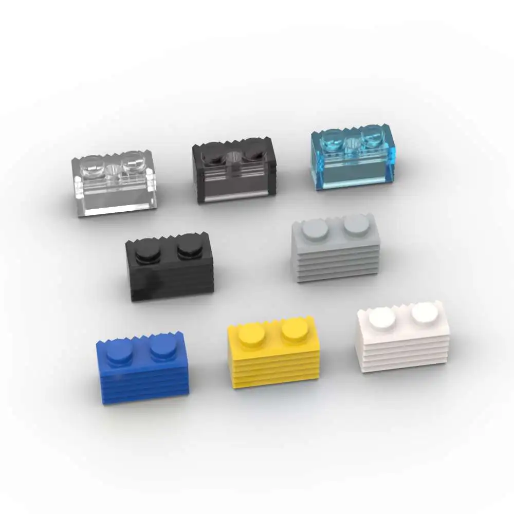 MOC 10PCS Stacking 2877 Modified 1x2 Fluted Brick With Grille Substitutable Building Block Funny Toys Adults Boys Holiday Gift