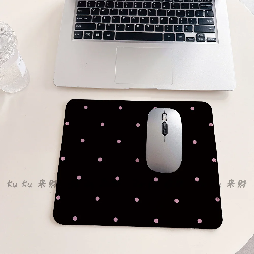 Polka Dots Black Leather Desk Pad Mouse Protector Non-Slip Small Mouse Pad Home Office Desk Mat PU Leather Pc Laptop Desk Pad