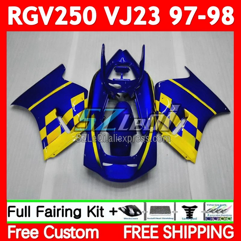 Body For SUZUKI RGV250 SAPC VJ23 RGV-250 VJ 23 Bodywork 68No.7 RGV Movistar Blue 250 CC RGVT250 97 98 RGVT-250 1997 1998 Fairing