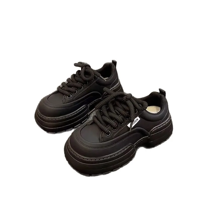 High end thick soled white shoes for women's spring versatile board shoes 2025 new height increasing casual sports dad shoes