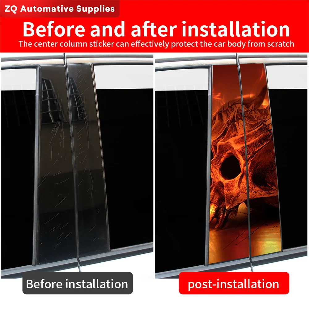 ملصقات سيارة جمجمة مقاومة للماء ، عمود ب أوتوماتيكي ، عمود مركزي ، زخرفة رعب ، خدوش تغطية ، شارات فينيل ، إكسسوارات سيارات