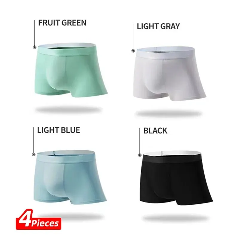 4 PCS Men Boxers Shorts Underpants Underwear 4 Color Mixing XL XXL 3XL Smooth Cool Ventilate Fashion Fitness Sports