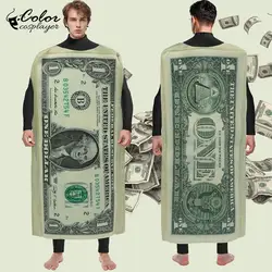 Color Cosplayer Dollar Bills Costume Paper Money Cosplay Outfit Carnival Party Purim Parade Fancy Dress Up Funny Adult Clothing