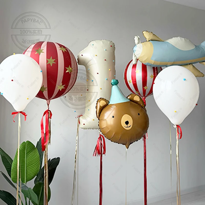 

63pcs Unicorn Theme Balloon Set Cream White Number 1-9 Balloons for Children's Birthday Party Room Decoration Balloon Supplies