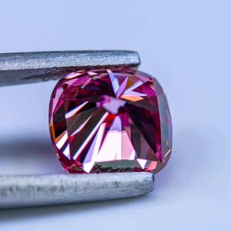 Moissanite almofada quadrada corte de alta qualidade cor rosa vvs1 para contas encantos diy jóias fazendo anel material com certificado gra