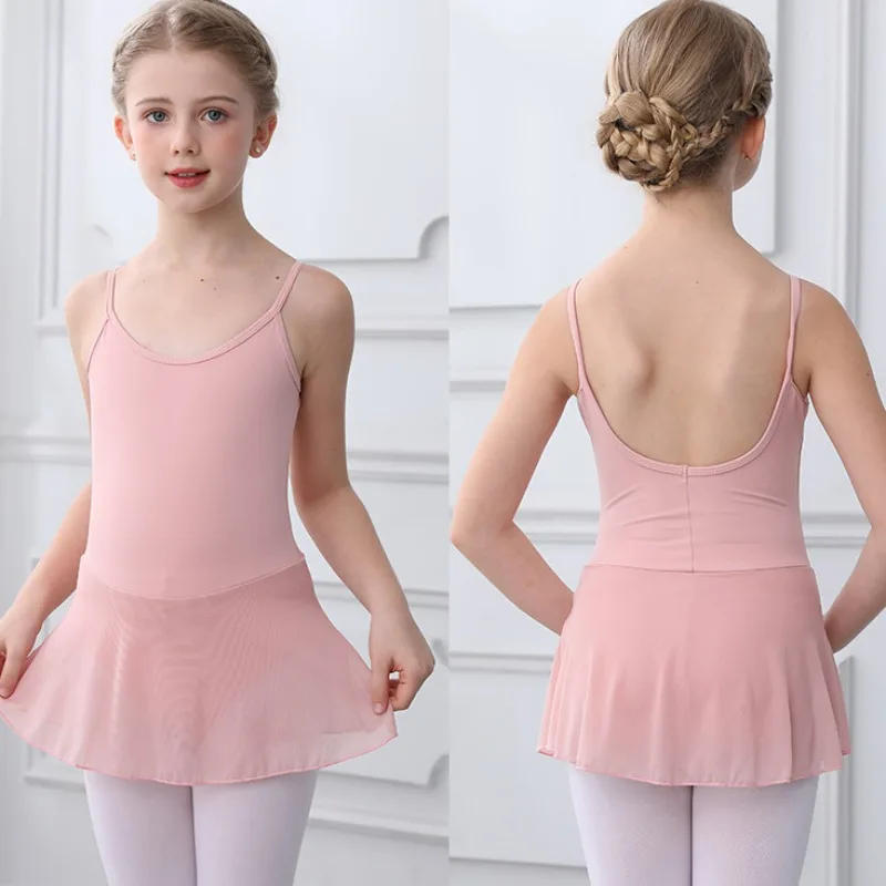 Kinderen Meisjes Ballet Gym Turnpakje Rok Sets Zomer Mouwloze Gladiatorschoen Danser Dancewear Kostuums Kind Prestaties Kleding