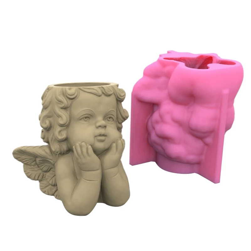 Angel Gypsum Silicone Mold Diy Succulents Concrete Flower Pot Vase Plaster Cement Mold Clay Mold Pen Holder Drop shipping