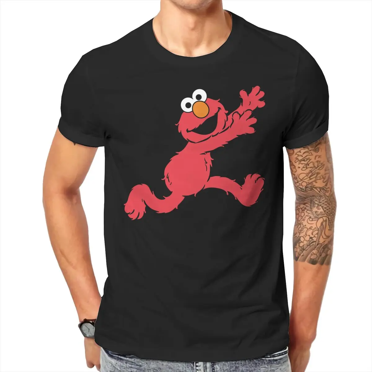 Men Sesame Streets T-Shirt Crewneck Cotton Style Elmo Hipster Ofertas O Neck Graphic Tshirt