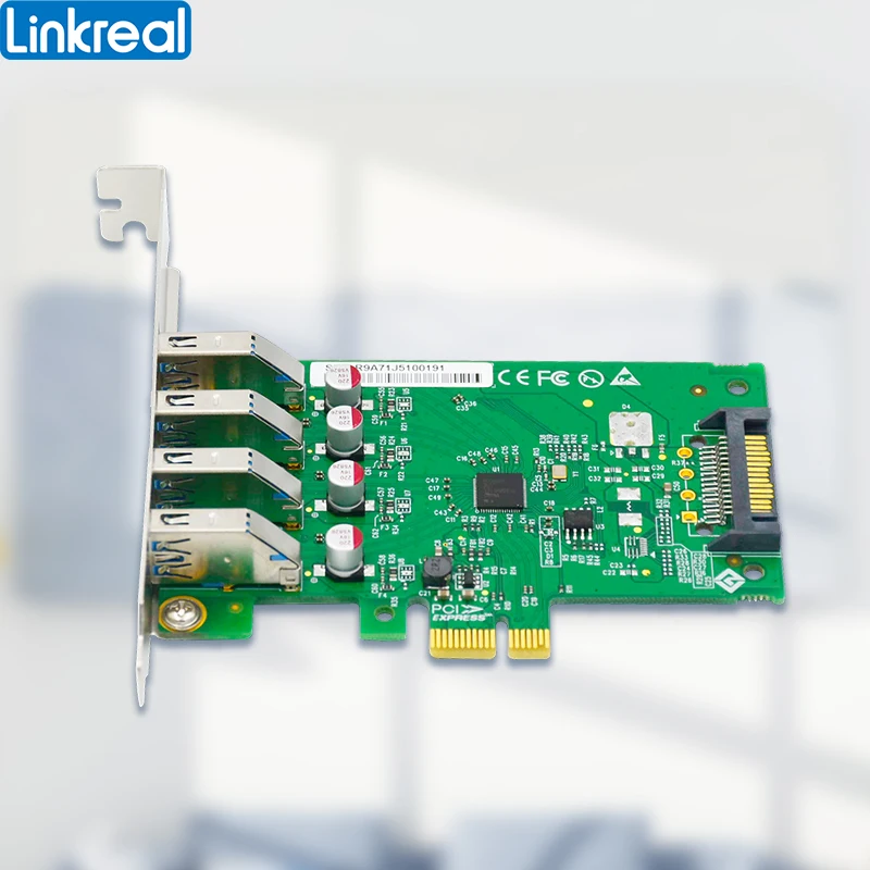 Linkreal-tarjeta de expansión de 4 puertos USB 3,0, tarjeta de expansión de 5 Gb/s para escritorio por PCIe x1 x4 x8 x16 Slot-LRSU9A71-4A