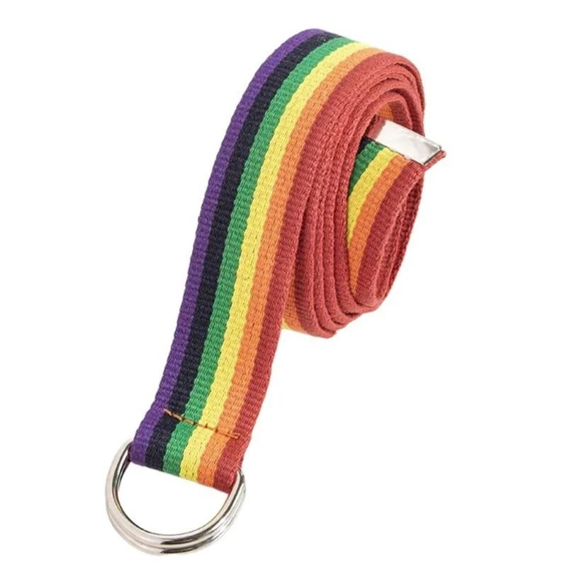 

652F Braided Rainbow Waist Belt Woven Braided Belt for Wrap Dress Night Club Wide Belt for Party Dancing Beach