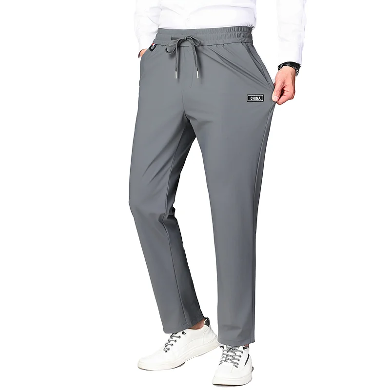 

Мужские модные брюки для костюма, летние легкие эластичные нейлоновые брюки для делового повседневного стиля, идеально подходят для поездок на работу и комфортной офисной носки