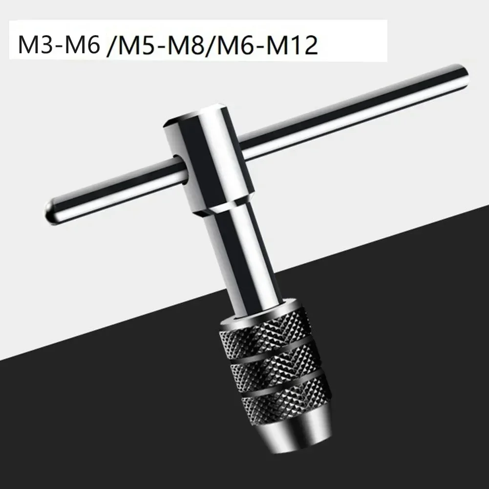 

1pc T Type Tap Wrench Adjustable Steel Ratchet Tap Wrench Handle Wrench Ratcheting Tap Wrenches M3-M6 M5-M8 M6-M12 Wrench