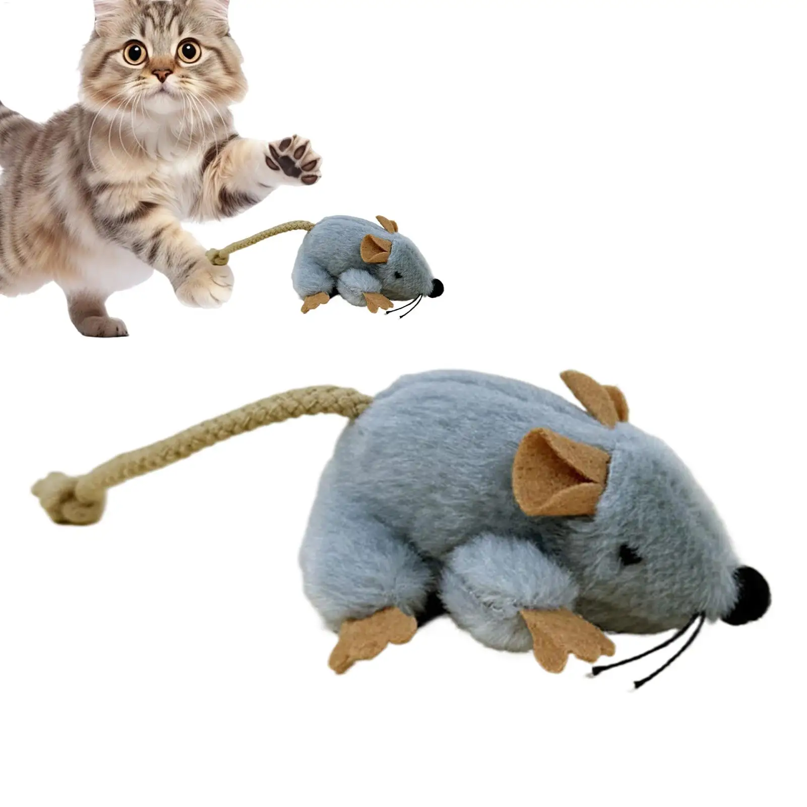 Plüsch-Katzenspielzeug Maus mit Realistisch Beweglichem Schwanz und Eingebautem Sound, Niedliches Katzenspielzeug für Tägliche Aktivität Zuhause Drinnen Draußen Geburtstag