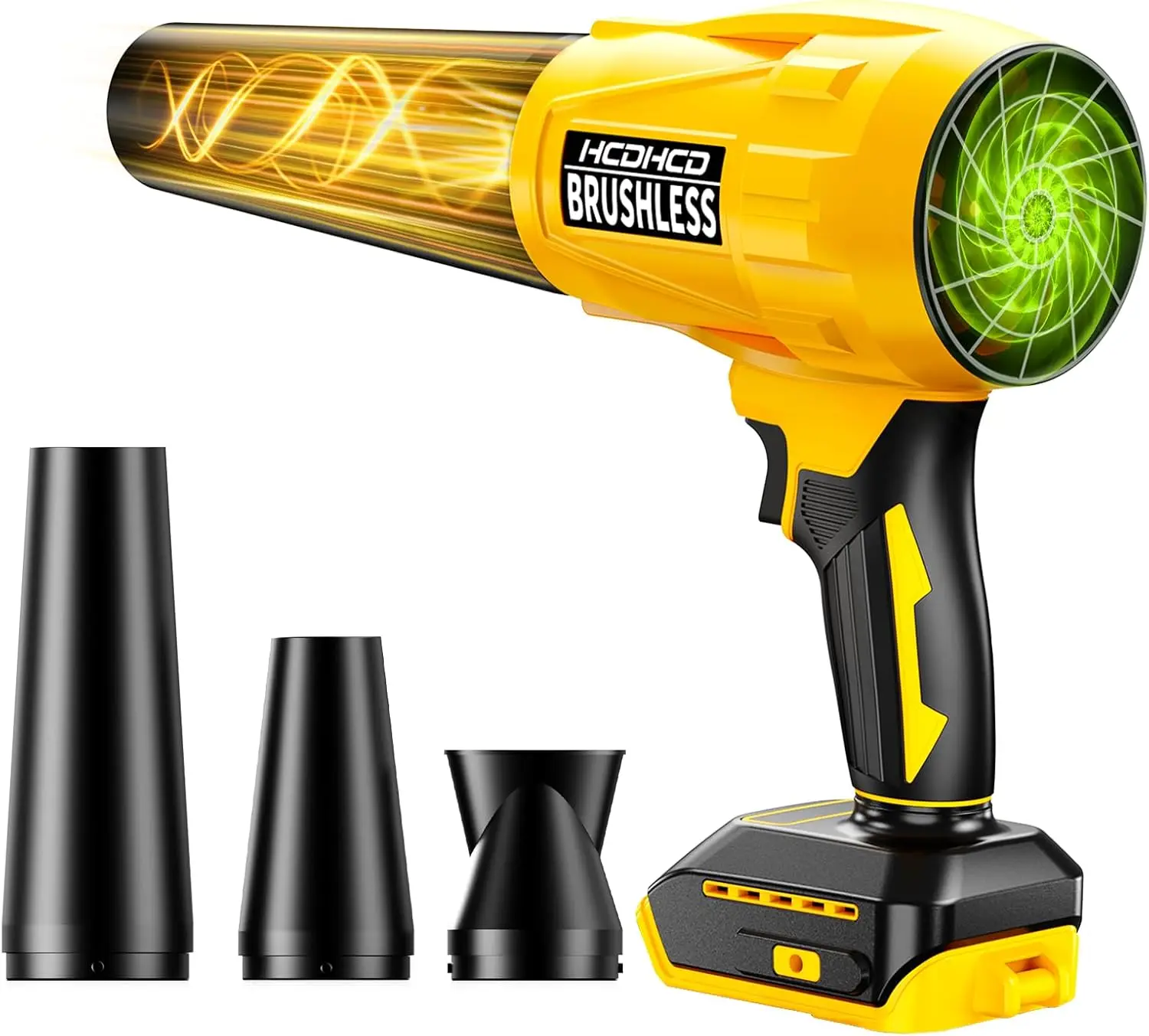 

Cordless Leaf Blower, 580K RPM Brushless Motor, 3 Nozzles, Handheld for Yard & Garage Cleaning
