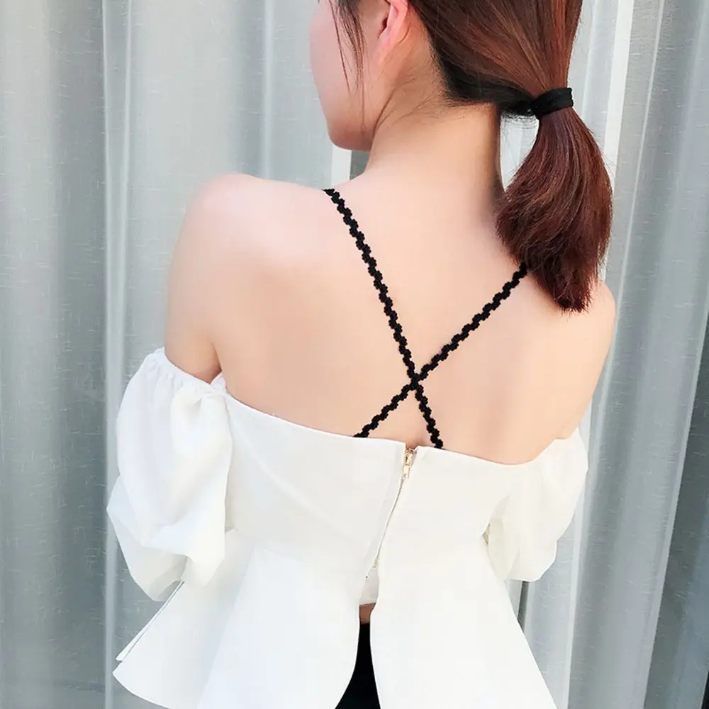 Women Double-shoulder Adjustable Bra Strap Sexy Back Cross Lace Bra Extension Straps Halter Neck Non-slip Intimates Accessories