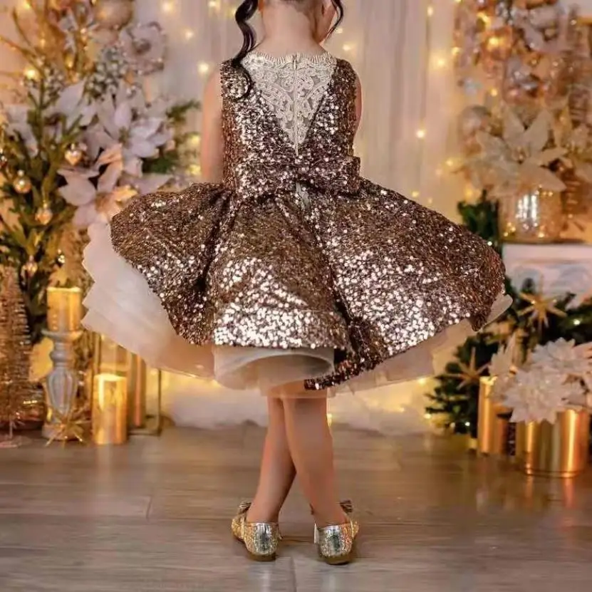 

Children's Dress 2024 Summer New Children's Walk Prom Performance Party Princess Girl's Sequin Dress A3973 Vestidos