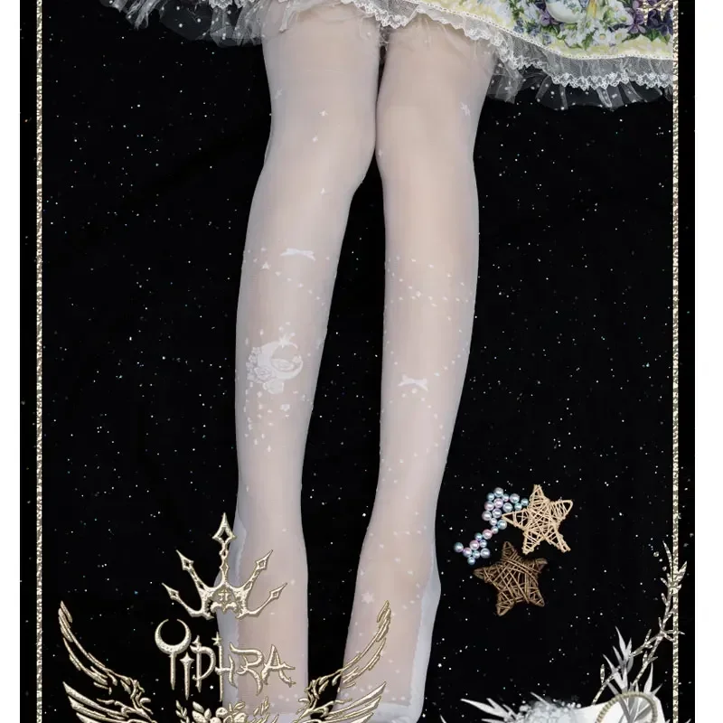 

Stars On The sky Lolita ~ Sweet Lolita Tights Sheer Summer Pantyhose by Yidhra