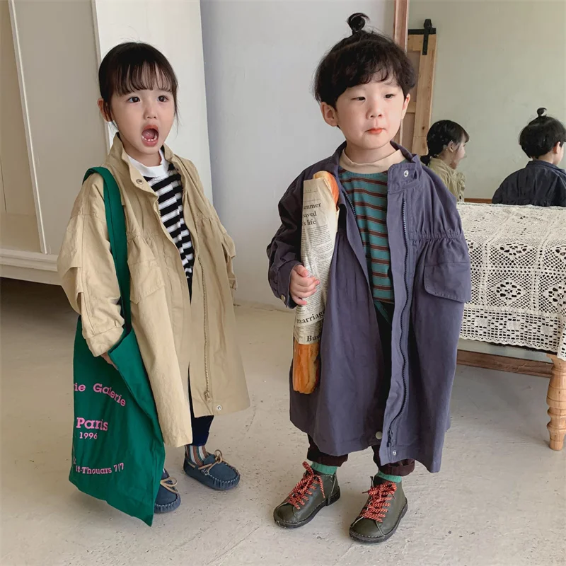 Boys Coat Jacket Cotton Outerwear Overcoat 2023 Long Spring Autumn Teenagers Gift  Top Children's Clothing