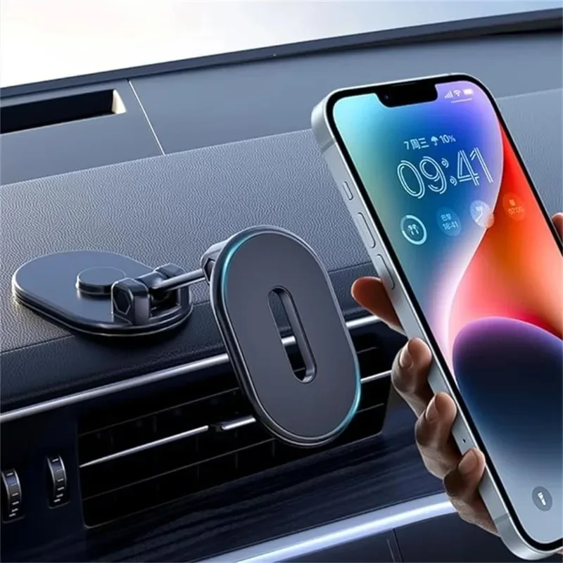 Magnetic Car Phone Holder Alloy Folding Strong Magnet 360 Rotation Universal Dashboard Mount for Smartphones Tablets