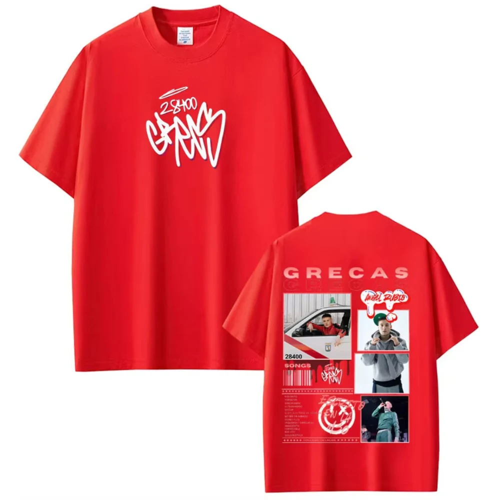Rapper Grecas Tour 2026 Album-Print T-Shirt für Herren und Damen, Modisches Oversize-T-Shirt, Lässiges Kurzarm-Baumwoll-Shirt, Streetwear – Detail 9