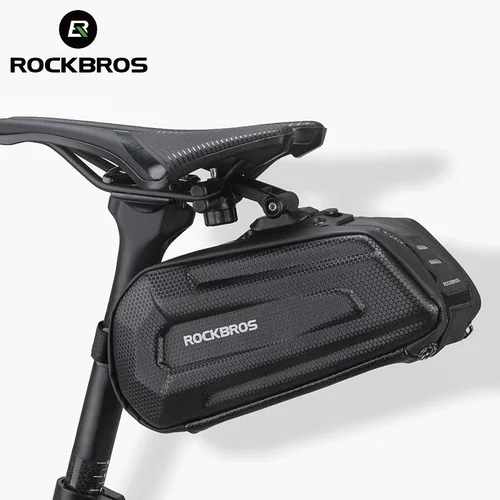 Bolsa de bicicleta ROCKBROS, bolsa de sillín impermeable de 1,7 L, gran capacidad, tija de sillín de liberación rápida, a prueba de golpes, bolsa con doble cremallera, accesorios