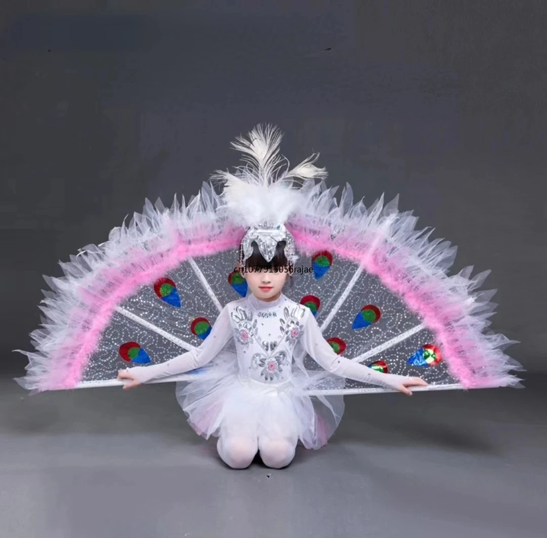 Costume de danse ethnique pour enfants, robe de phtaline paon Dai, vêtements de performance féminins