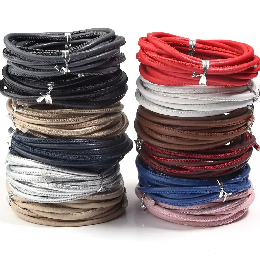 5 Yard/lot 3mm Colorful Sheepskin Round Leather Cord for DIY Bracelets Necklace Jewelry Making Findings Women's Belt Accessories