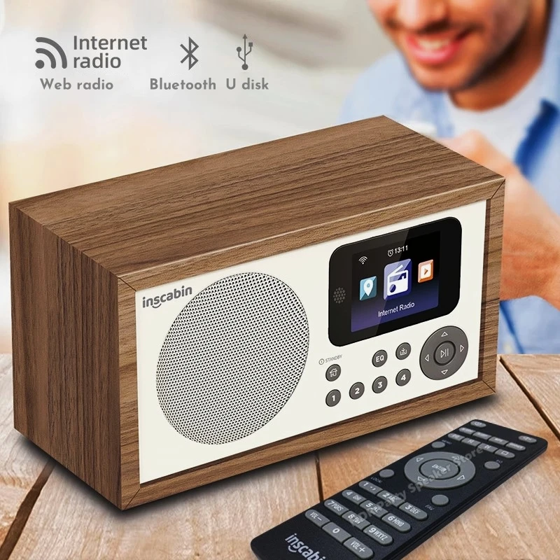 홈 휴대용 블루투스 스피커 오디오 와이파이 라디오 지지대 U 디스크 재생 알람 시계 설정 리모컨, D2/D4 인터넷 라디오