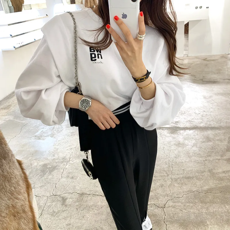 

Loose Lazy Sle Hoodie Women's Overhead Fake Two-Piece Top Comfortable Korean Sle Spring Autumn Winter Casual Streetwear